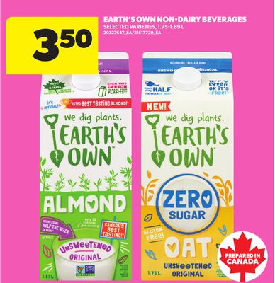 EARTH'S OWN NON-DAIRY BEVERAGES, 1.75-1.89 L