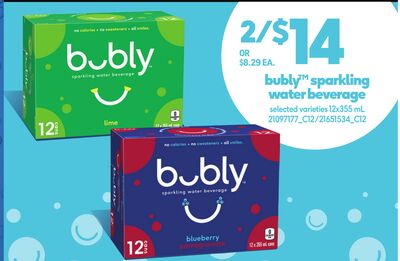 BUBLY SPARKLING WATER BEVERAGE, 12X355 ML