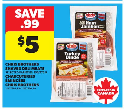 CHRIS BROTHERS SHAVED DELI MEATS, 150/175 G