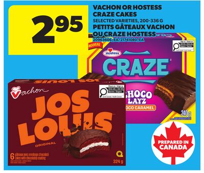 VACHON OR HOSTESS CRAZE CAKES, 200-336 G