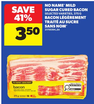 NO NAME® MILD SUGAR CURED BACON, , 375 G