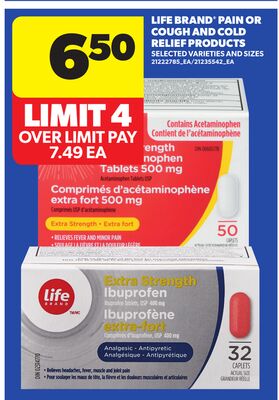 LIFE BRAND® PAIN OR COUGH AND RELIEF PRODUCTS