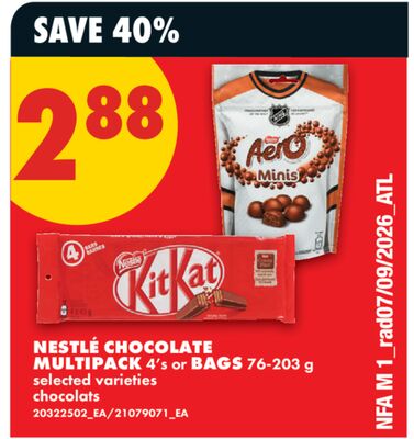 NESTLÉ CHOCOLATE MULTIPACK 4's or BAGS 76-203 g