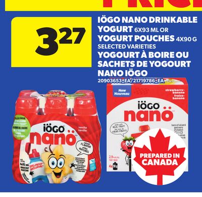 IÖGO NANO DRINKABLE YOGURT 6X93 ML OR YOGURT POUCHES 4X90 G