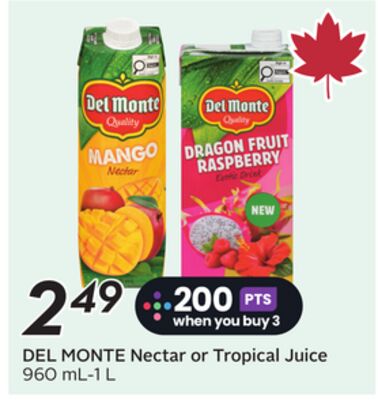 DEL MONTE Nectar or Tropical Juice