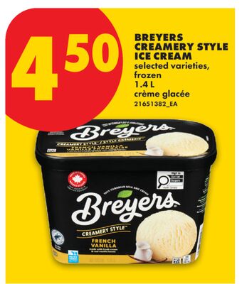 BREYERS CREAMERY STYLE ICE CREAM, 1.4 L