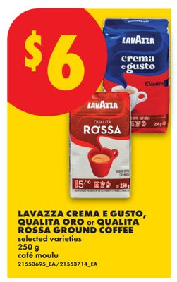 LAVAZZA CREMA E GUSTO, QUALITA ORO or QUALITA ROSSA GROUND COFFEE, 250 g
