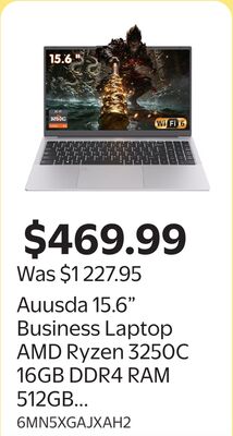 Auusda 15.6" Business Laptop AMD Ryzen 3250C 16GB DDR4 RAM 512GB NVMe SSD, Windows 11 Pro Student Notebook Computer, Backlight, Fingerprint, Silver