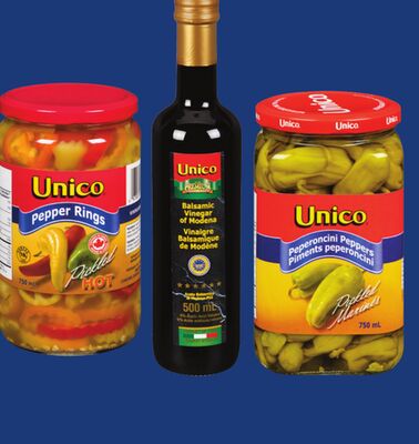 UNICO PEPPERS, 750 ML OR UNICO BALSAMIC VINEGAR, 500 ML