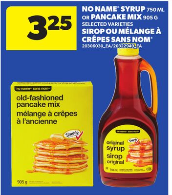 NO NAME® SYRUP 750 ML OR PANCAKE MIX 905 G