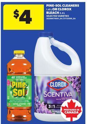 PINE-SOL CLEANERS, 1 PT. OR CLOROX BLEACH, 3 - 1 L