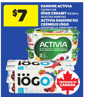 DANONE ACTIVIA, 12X100 G OR IÖGO CREAMY, 16X100 G