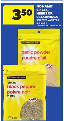NO NAME™ SPICES, HERBS OR SEASONINGS, 5.5-250 G