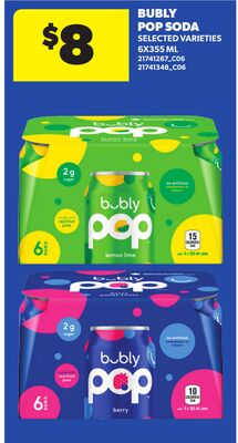BUBLY POP SODA, 6X355 ML