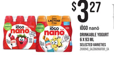 IÖGO NANÖ DRINKABLE YOGURT, 6 X 93 ML