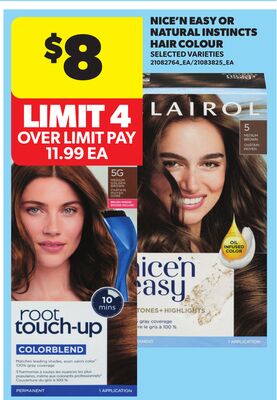 NICE'N EASY OR NATURAL INSTINCTS HAIR COLOR