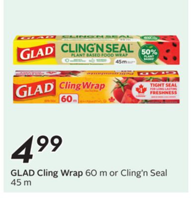 GLAD Cling Wrap 60 m or Cling'n Seal