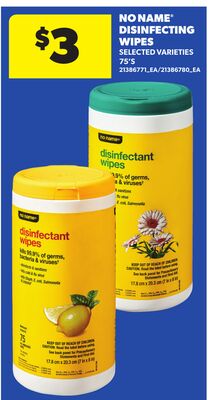 NO NAME® DISINFECTING WIPES, 75'S