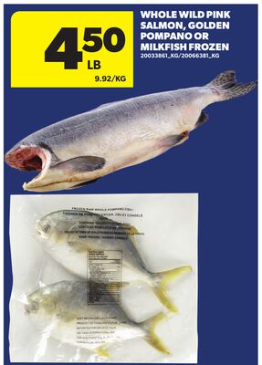 WHOLE WILD PINK SALMON, GOLDEN POMPANO OR MILKFISH