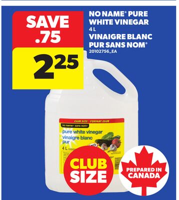 NO NAME® PURE WHITE VINEGAR, 4 L