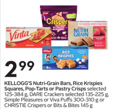 KELLOGG'S Nutri-Grain Bars, Rice Krispies Squares, Pop-Tarts or Pastry Crisps
