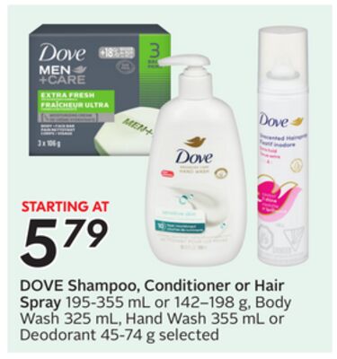 DOVE Shampoo, Conditioner or Hair Spray