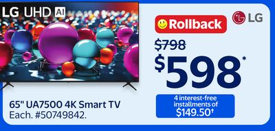 65" UA7500 4K Smart TV