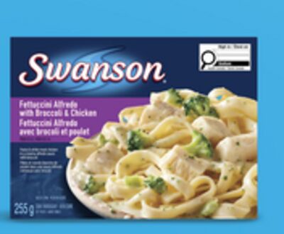 Swanson fettuccini Alfredo or cheesy rice with broccoli & chicken frozen entrees