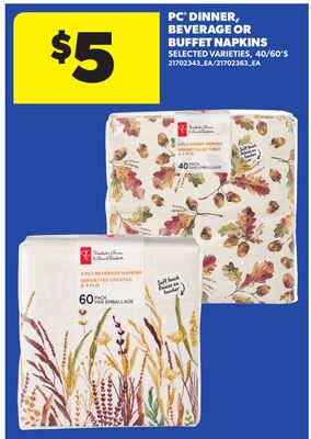 PC DINNER, BEVERAGE OR BUFFET NAPKINS, 40/60'S