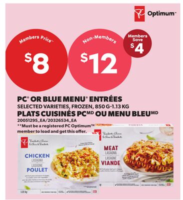 PC® OR BLUE MENU® ENTRÉES, 850 G-1.13 KG