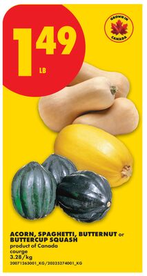 ACORN, SPAGHETTI, BUTTERNUT or BUTTERCUP SQUASH