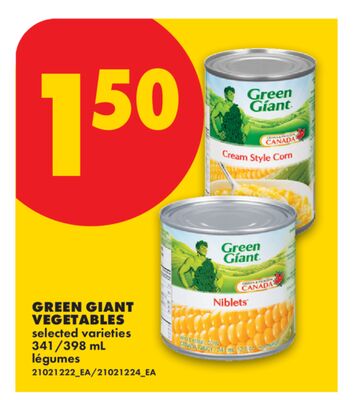 GREEN GIANT VEGETABLES, 341/398 ml