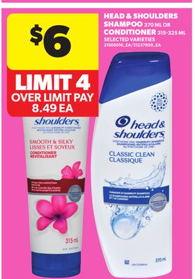HEAD & SHOULDERS SHAMPOO, 370 ML OR CONDITIONER, 315-325 ML