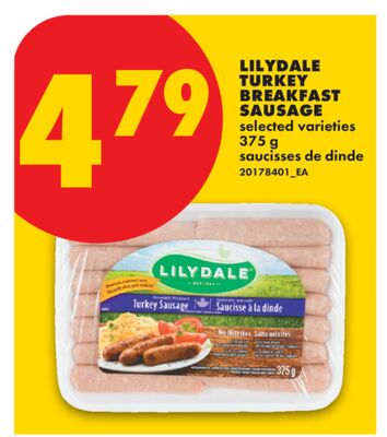LILYDALE TURKEY BREAKFAST SAUSAGE, 375 g