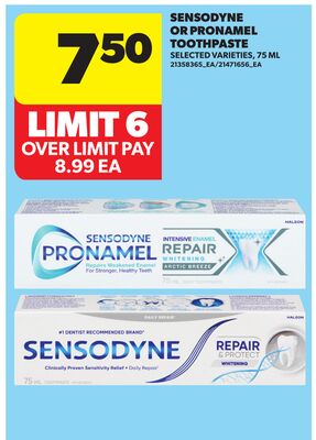 SENSODYNE OR PRONAMEL TOOTHPASTE, 75 ML