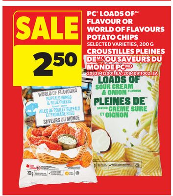 PC® LOADS OF™ FLAVOUR OR WORLD OF FLAVOURS POTATO CHIPS, 200 G