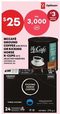 MCCAFÉ GROUND COFFEE, 640/875 G OR KICKING HORSE K-CUPS, 24'S