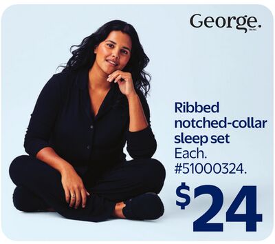 Ribbed notched-collar sleep set