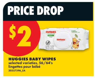 HUGGIES BABY WIPES, 56/64'S
