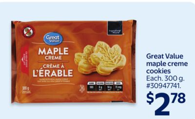 Great Value maple creme cookies