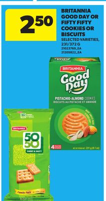 BRITANNIA GOOD DAY OR FIFTY FIFTY COOKIES OR BISCUITS, 231/372 G