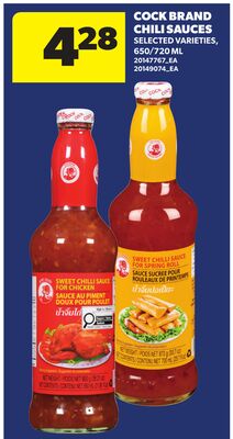 COCK BRAND CHILI SAUCES, 650/720 ML