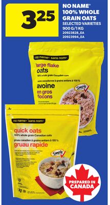NO NAME® 100% WHOLE GRAIN OATS, 900 G/1 KG