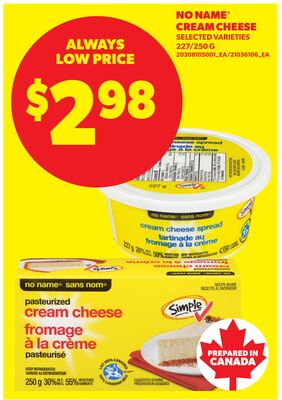 NO NAME® CREAM CHEESE, 227/250 G