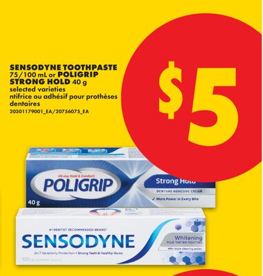 SENSODYNE TOOTHPASTE 75/100 mL or POLIGRIP STRONG HOLD 40 g
