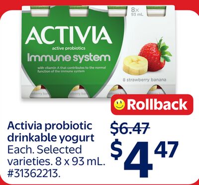 Activia probiotic drinkable yogurt