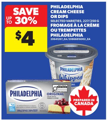 PHILADELPHIA CREAM CHEESE OR DIPS, 227/250 G