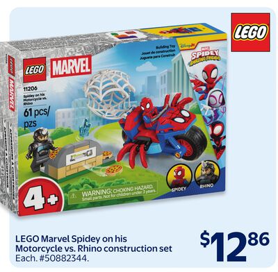LEGO Marvel Spidey on his Motorcycle vs. Rhino construction set