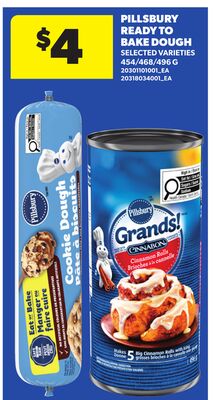 PILLSBURY READY TO BAKE DOUGH, 454/468/496 G