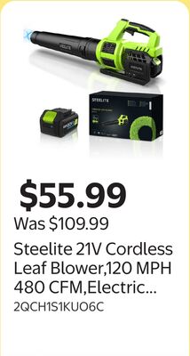 Steelite 21V Cordless Leaf Blower,120 MPH 480 CFM,Electric Lightweight Blower with 4.0Ah Battery Pack and Charger,for Lawn Care, Patio Cleaning, Blowing Leaves and Dust